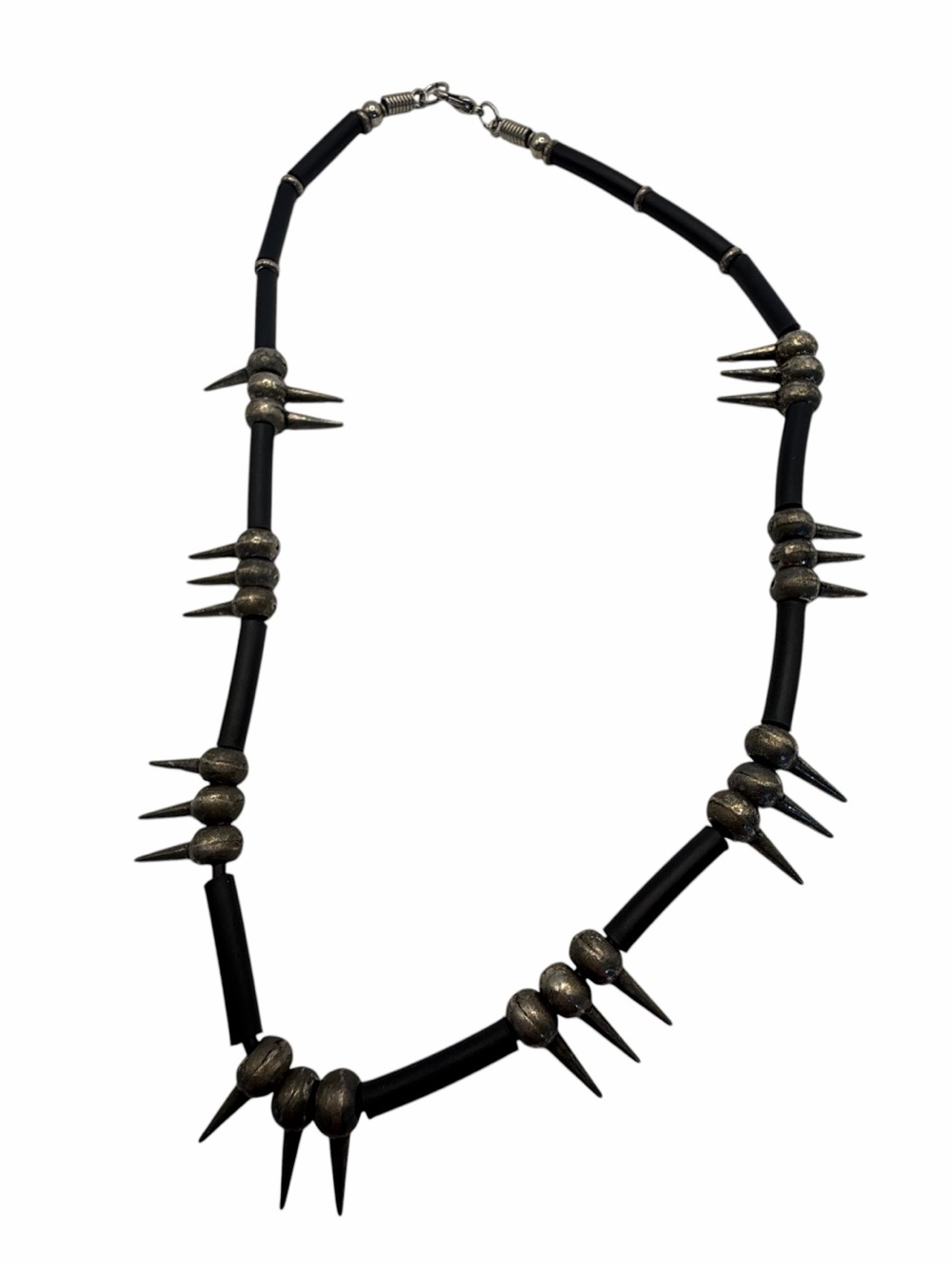 Black and Silver Spike Bead Necklace for Women - Picture 9 of 9